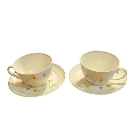 Denby Fine China Teacup and Saucer 2 Each Floral Duchess Flowers Portugal - Picture 1 of 4